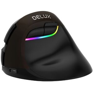 DELUX M618 Mini 2.4G Wireless 2400DPI USB Rechargeable Ergonomic Vertical Mouse (Black)