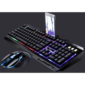 Chasing Leopard G700 USB RGB Backlight Wired Optical Gaming Mouse and Keyboard Set, Keyboard Cable Length: 1.35m, Mouse Cable Length: 1.3m(Black)