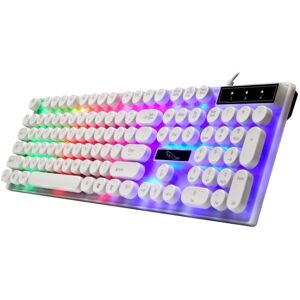 Shoppo Marte Chasing Leopard G21 USB 104-keys Waterproof Floating Round Punk Keycap Colorful Backlight Mechanical Feel Wired Keyboard, Length: 1.3m(White)