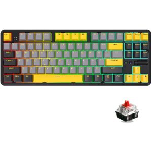 Ajazz K870T Pro 87 Keys Three Mode Wireless/Bluetooth/Wired Pluggable RGB Mechanical Keyboard Red Shaft (Black)