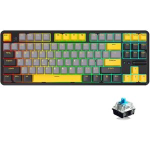 Ajazz K870T Pro 87 Keys Three Mode Wireless/Bluetooth/Wired Pluggable RGB Mechanical Keyboard Green Shaft (Black)