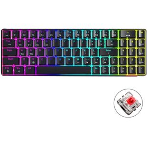 Ajazz AK692 Wired/Wireless/Bluetooth 69-Key Three-Mode Hot Swap RGB Backlit Mechanical Keyboard Red Shaft (Black)