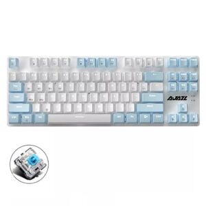 Ajazz AK40pro 87 Keys Bluetooth/Wireless/Wired Three Mode Game Office Mechanical Keyboard White Light Green Shaft (Blue White)