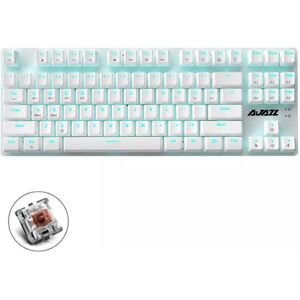 Ajazz AK40pro 87 Keys Bluetooth/Wireless/Wired Three Mode Game Office Mechanical Keyboard Blue Light Tea Shaft (White)