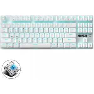 Ajazz AK40pro 87 Keys Bluetooth/Wireless/Wired Three Mode Game Office Mechanical Keyboard Blue Light Green Shaft (White)