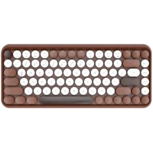 Ajazz 308I 84 Keys Tablet Computer Notebook Home Office Punk Bluetooth Keyboard(Milk Tea Color)