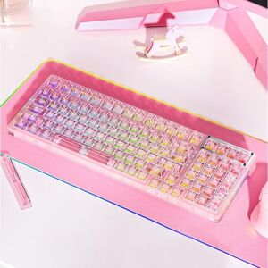 AULA F98 99-Key Wired 2.4G Bluetooth RGB Three Mode Mechanical Keyboard, Ice Soul Switch(Pink)