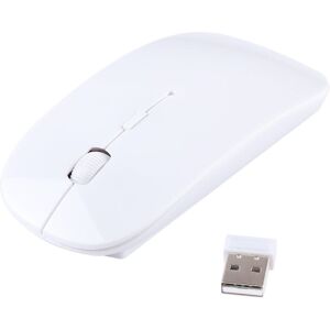 Shoppo Marte 2.4GHz Wireless Ultra-thin Laser Optical Mouse with USB Mini Receiver, Plug and Play(White)