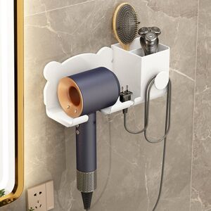 shopnbutik For Dyson Hair Dryer Wall-Mounted Holder Bathroom Shelf Storage Rack, Style: Upgrade White