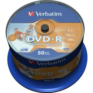 Verbatim DVD-R, 16x, 4,7 GB/120 min, 50-pack spindel, AZO, printable