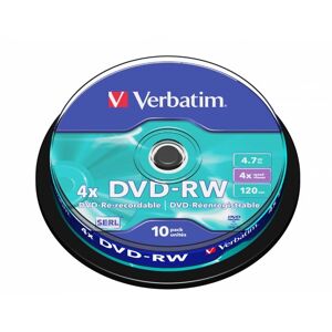 Verbatim DVD-RW 4x 4.7GB 10 Pack Spindel Mat Sølv