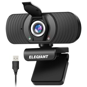 Elegiant Webcam med mikrofon til bærbar computer, webcam 1080P Full HD og beskyttelse af privatlivets fred til desktop, plug and play USB-computerkamera