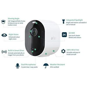 Arlo Pro 3 trådløst sikkerhedskamerasystem - gateway + kamera(er) - trådløst - 802.11b, 802.11g, 802.11n - 2 kamera(er) - hvid (VMS4240P-100EUS)