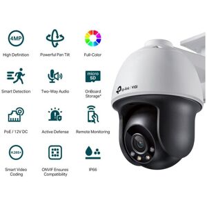 TP-Link VIGI 4MP Outdoor Full-Color Pan Tilt Network Camera   VIGI C540   month(s)   Dome   4 MP   4 mm   IP66   H.265+/H.265/H.264+/H.264   MicroSD