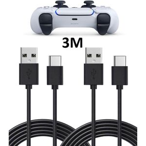 Mimd 2-pack 3m 3 meter opladningskabel-til PS5 / Playstation 5 USB-C