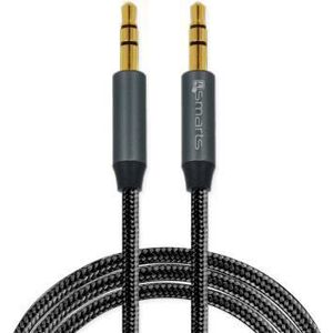 4smarts SoundCord stereolydkabel - 3,5 mm jackstik til 3,5 mm jackstik tekstilflettet lydkabel 1m til hovedtelefoner, højttalere, bilstereosystemer, s