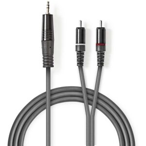 Nedis Stereo Audio kabel   3.5 mm Hanstik   2x RCA Hanstik   Nikkelplateret   3.00 m   Runde   Mørkegrå   Kartonhylster