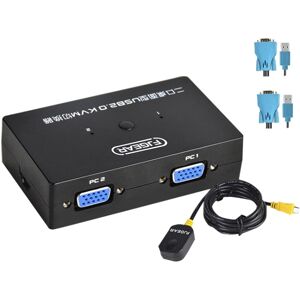 FJGEAR FJ-201UK 2 In 1 Out  KVM Switcher With Desktop Controller With Cable(Black)