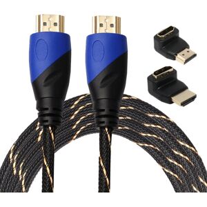 Shoppo Marte 3m HDMI 1.4 Version 1080P Woven Net Line Blue Black Head HDMI Male to HDMI Male Audio Video Connector Adapter Cable with 2 Bending HDMI Adapter Set