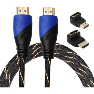 Shoppo Marte 1.8m HDMI 1.4 Version 1080P Woven Net Line Blue Black Head HDMI Male to HDMI Male Audio Video Connector Adapter Cable with 2 Bending HDMI Adapter Set