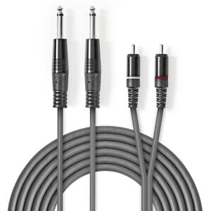 Nedis Stereo Audio kabel   2x 6.35 mm Hanstik   2x RCA Hanstik   Nikkelplateret   1.50 m   Runde   Mørkegrå   Kartonhylster