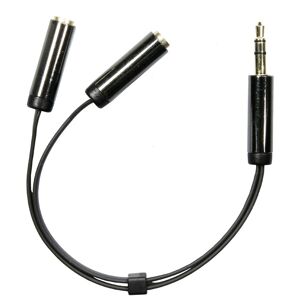 Deltaco Audio Adapter, 3.5mm Stereo Male>2x3.5mm Stereo Female, 0.1m