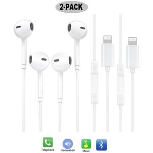 TechSolz 2-PACK Lightning Bluetooth Wired Earphone för iPhone iPad iPod