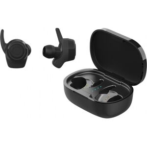 Streetz Sport TWS stay-in-ear, dual earbuds, laddningsfodral, svart