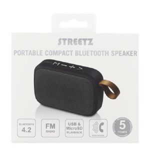 STREETZ kompakt Bluetooth-højttaler USB/ SD/ FM-radio SORT CM770