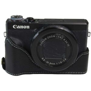 Generic Canon PowerShot G7 X Mark II holdbart læder etui - Sort