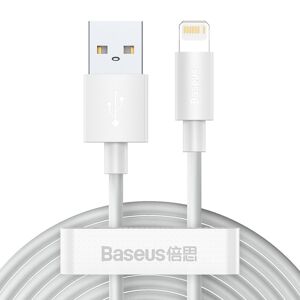 BASEUS 2x Iphone Lightning USB kabel hurtig opladning Strømforsyning 1,5 m hvid