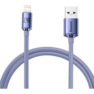 BASEUS Kabel til hurtig opladning og dataoverførsel USB Iphone Lightning 2,4A 1,2m lilla