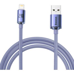 BASEUS Kabel til hurtig opladning og dataoverførsel USB Iphone Lightning 2.4A 2m lilla