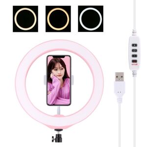 PULUZ 10.2 tommer 26cm USB 3-tilstande dæmpbar LED-ring Vlogging Selfie Skønhed fotografering Video Lights med stativ, kuglehoved og pink)