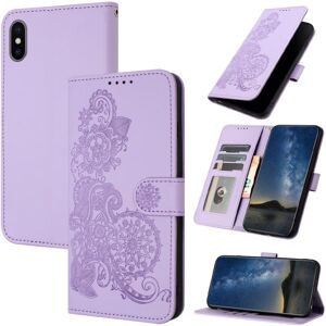 My Store iPhone XS Max Datura blomsterpræget flip læder telefoncover (lilla)