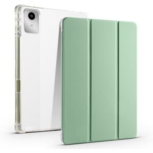 My Store For Lenovo Tab M11 / Xiaoxin Pad 11 2024 3-fold Clear TPU Leather Tablet Case with Pen Slot(Green)