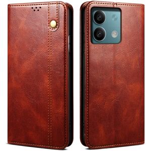 My Store For Xiaomi Redmi Note 13 Oil Wax Crazy Horse Texture Leather Phone Case(Brown)