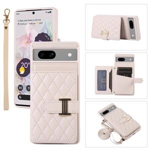 My Store For Google Pixel 7a Horizontal Card Bag Phone Case with Dual Lanyard(Beige)