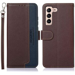 MTK Samsung Galaxy S22 5G RFID Blocking KHAZNEH Phone Cover - Brown/Blue