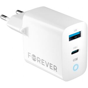 Forever GaN TC-06-65AC PD QC charger 1x USB-C 1x USB 65W white