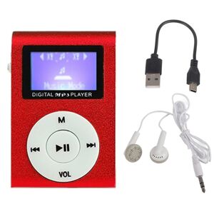 My Store Mini Lavalier Metal MP3 Music Player with Screen, Style: with Earphone+Cable(Red)