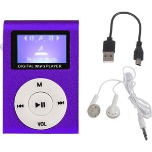 My Store Mini Lavalier Metal MP3 Music Player with Screen, Style: with Earphone+Cable(Purple)