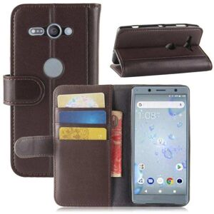 Generic Sony Xperia XZ2 Compact ægte læder Magnetisk flip etui - Brun