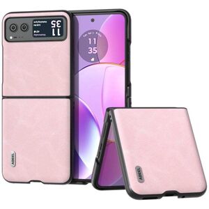 SKALO Motorola Razr 40 5G ABEEL PU læder Fold Cover - Pink