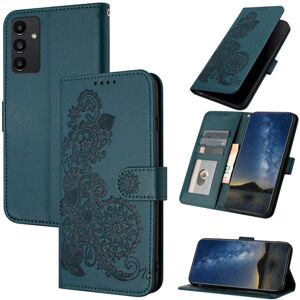 shopseez Samsung Galaxy A13 5G Datura blomsterpræget flip læder telefoncover (mørkegrøn)