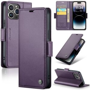For iPhone 14 Pro CaseMe 023 Butterfly Buckle Litchi Texture RFID Anti-theft Leather Phone Case(Pearly Purple)
