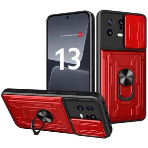 My Store Xiaomi 13 glidende Camshield TPU + pc-telefonetui med kortspor (rød)