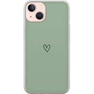 Generic Apple iPhone 13 mini Gennemsigtig cover Hjerte Grøn