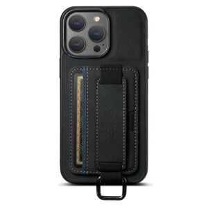 For iPhone 15 Pro Suteni H13 Litchi Leather Wrist Strap Wallet Back Phone Case(Black)