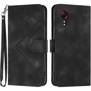 My Store For Samsung Galaxy Xcover 5 Line Pattern Skin Feel Leather Phone Case(Black)